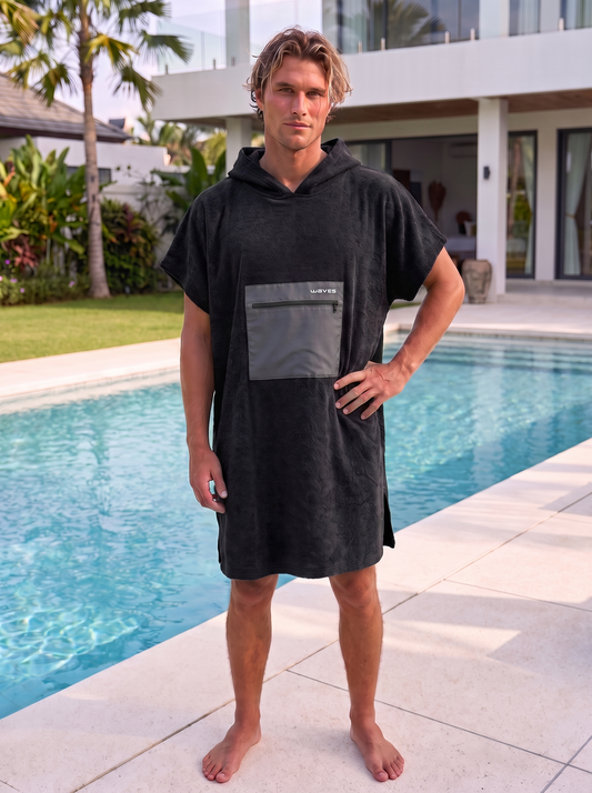 Poncho Waves Preto - 100% algodão, NOPerfection