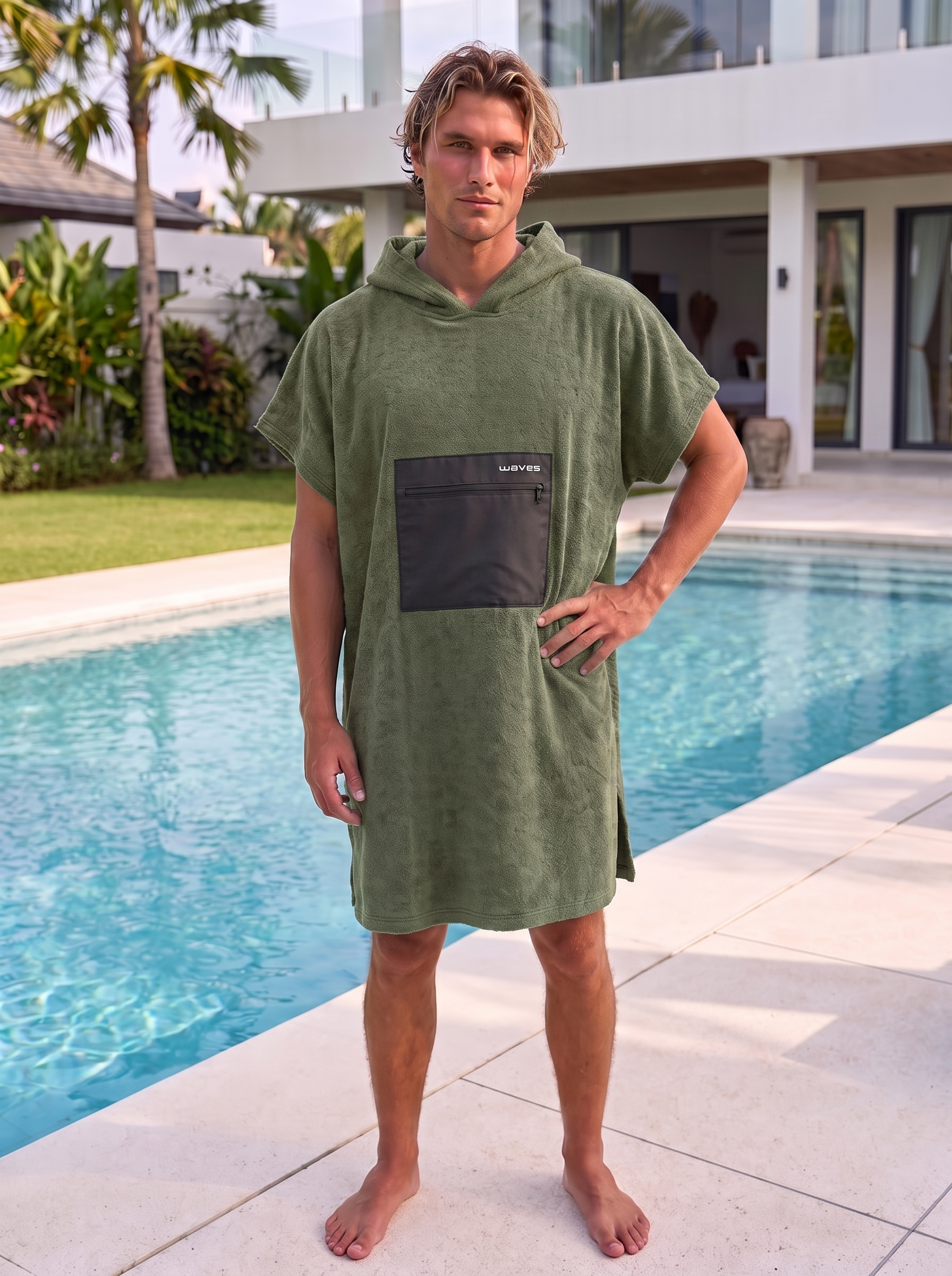 Poncho Waves Verde Escuro - 100% algodão, NOPerfection