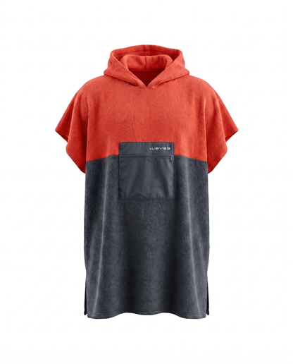 Poncho Waves ColorBlock Vermelho e Cinza, frente, produto sem modelo