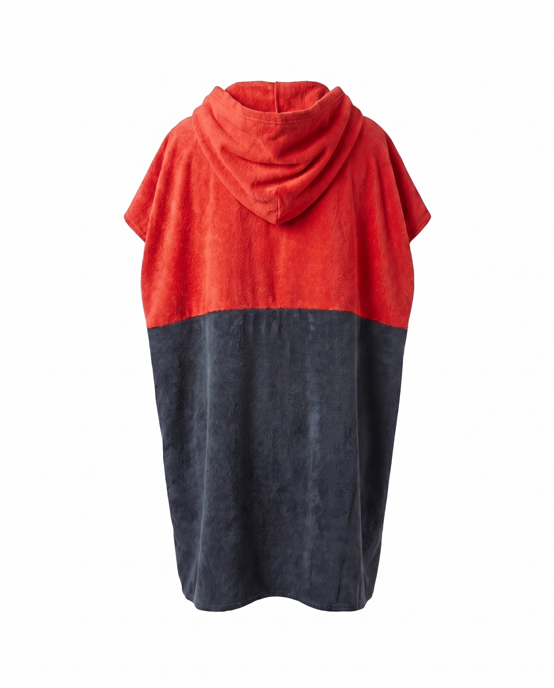 Poncho Waves ColorBlock Vermelho e Cinza, costas, produto sem modelo